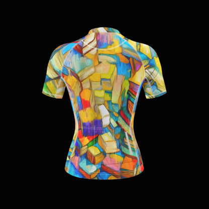 “Kaleidoscope” Women's Anti-Slip Raglan Cycling Jersey With Short Sleeve