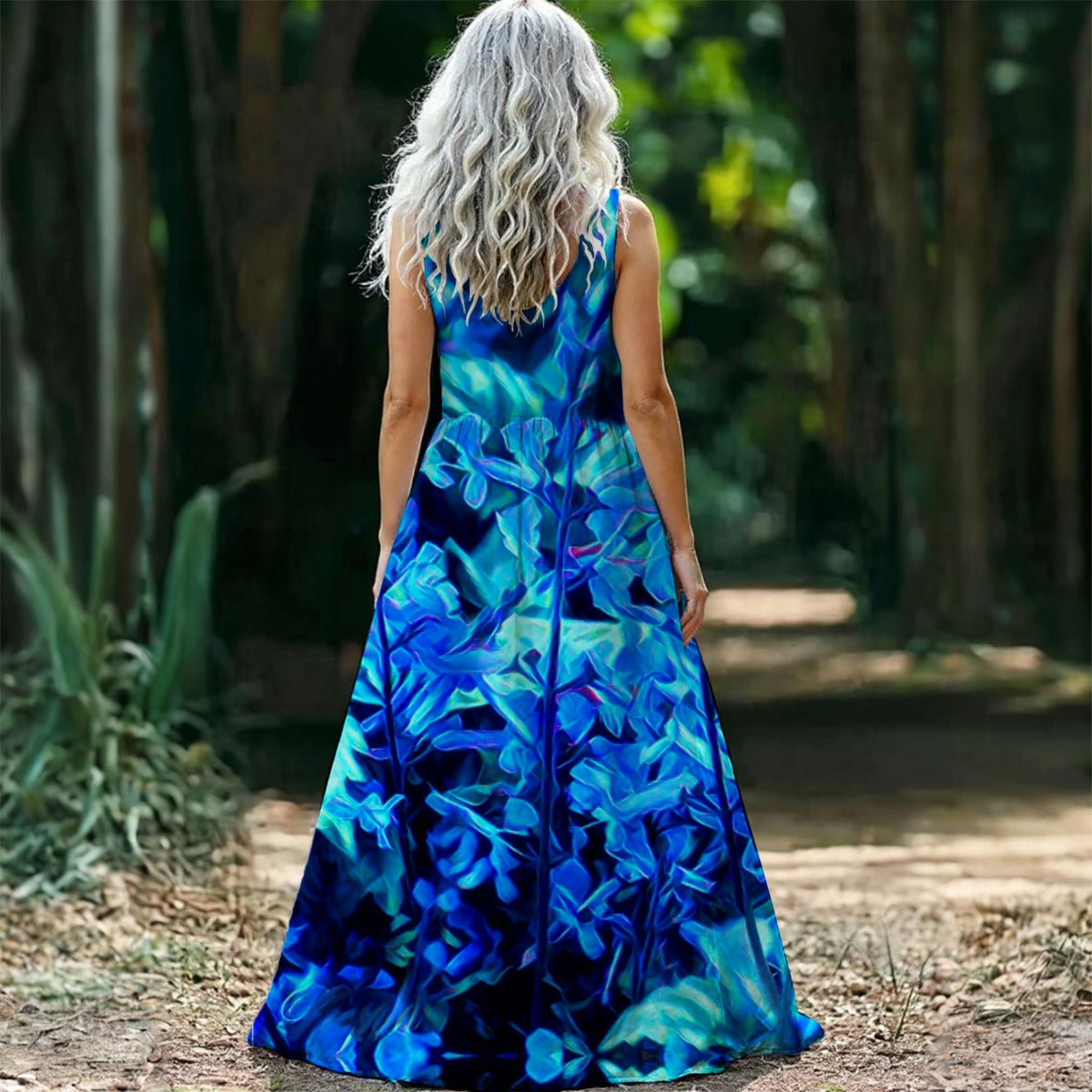 “Electric Blue” Women’s Sleeveless Maxi Dress