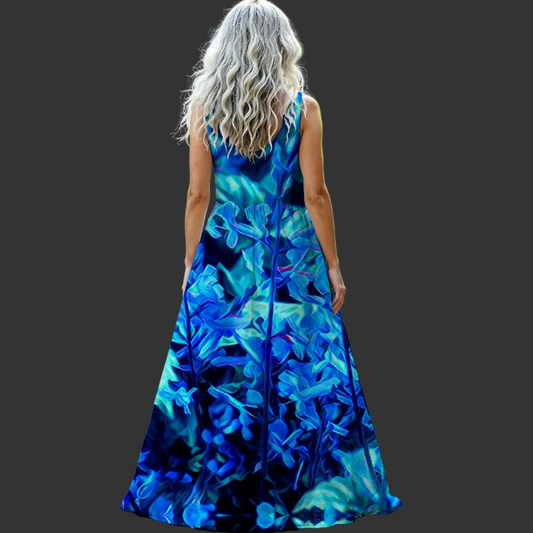 “Electric Blue” Women’s Sleeveless Maxi Dress
