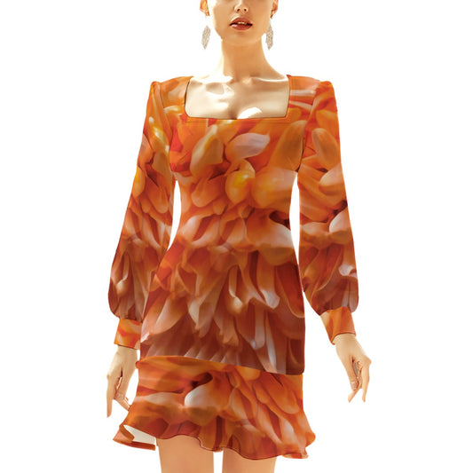 “Peachy” Women's Ruffle Hem Skinny Dress