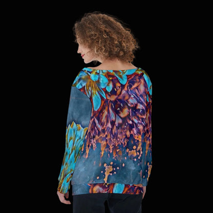 “Blue Clivea” Women's Off-Shoulder Sweatshirt