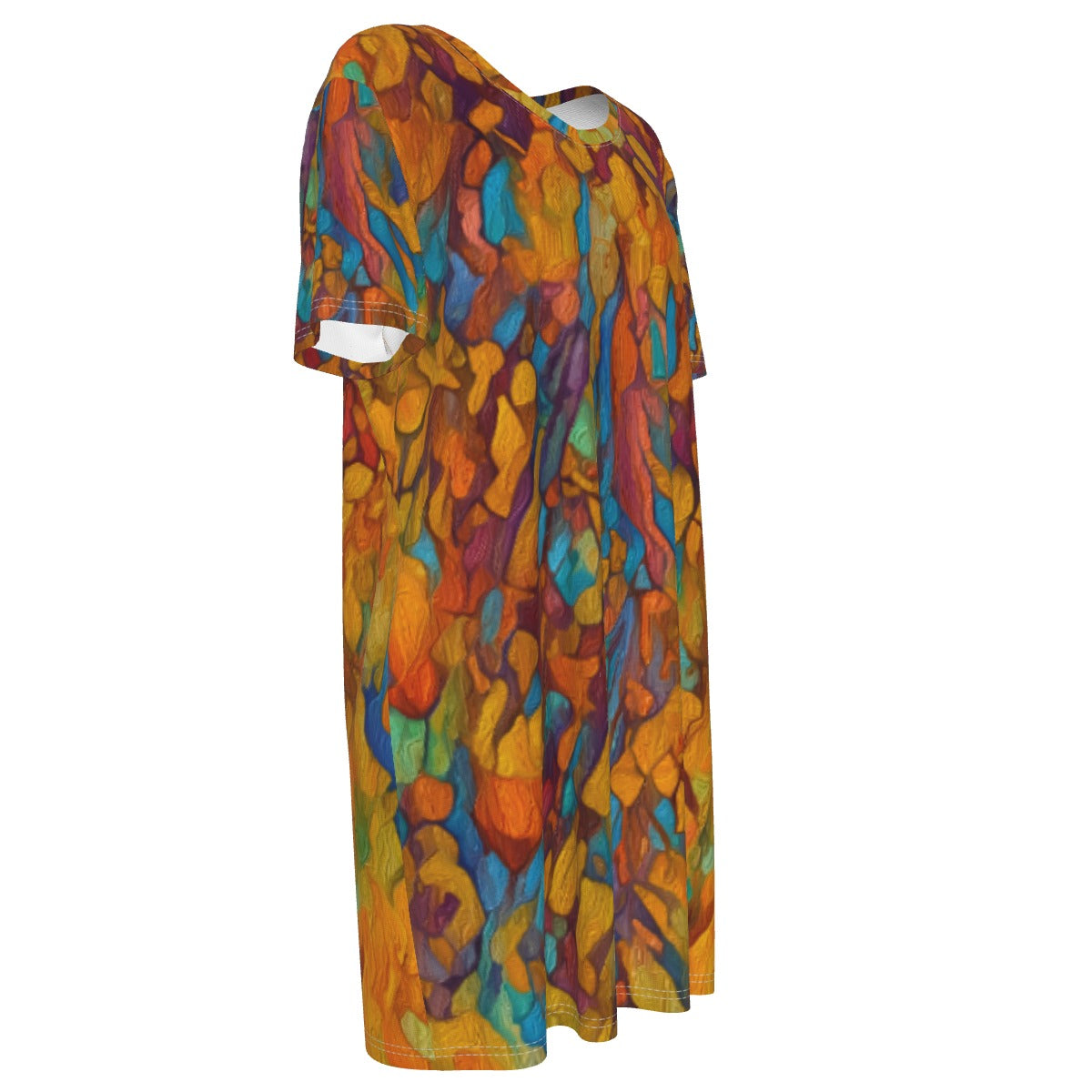 “Gilded Pathways” Women's Waist Tight Dress | 190GSM Cotton