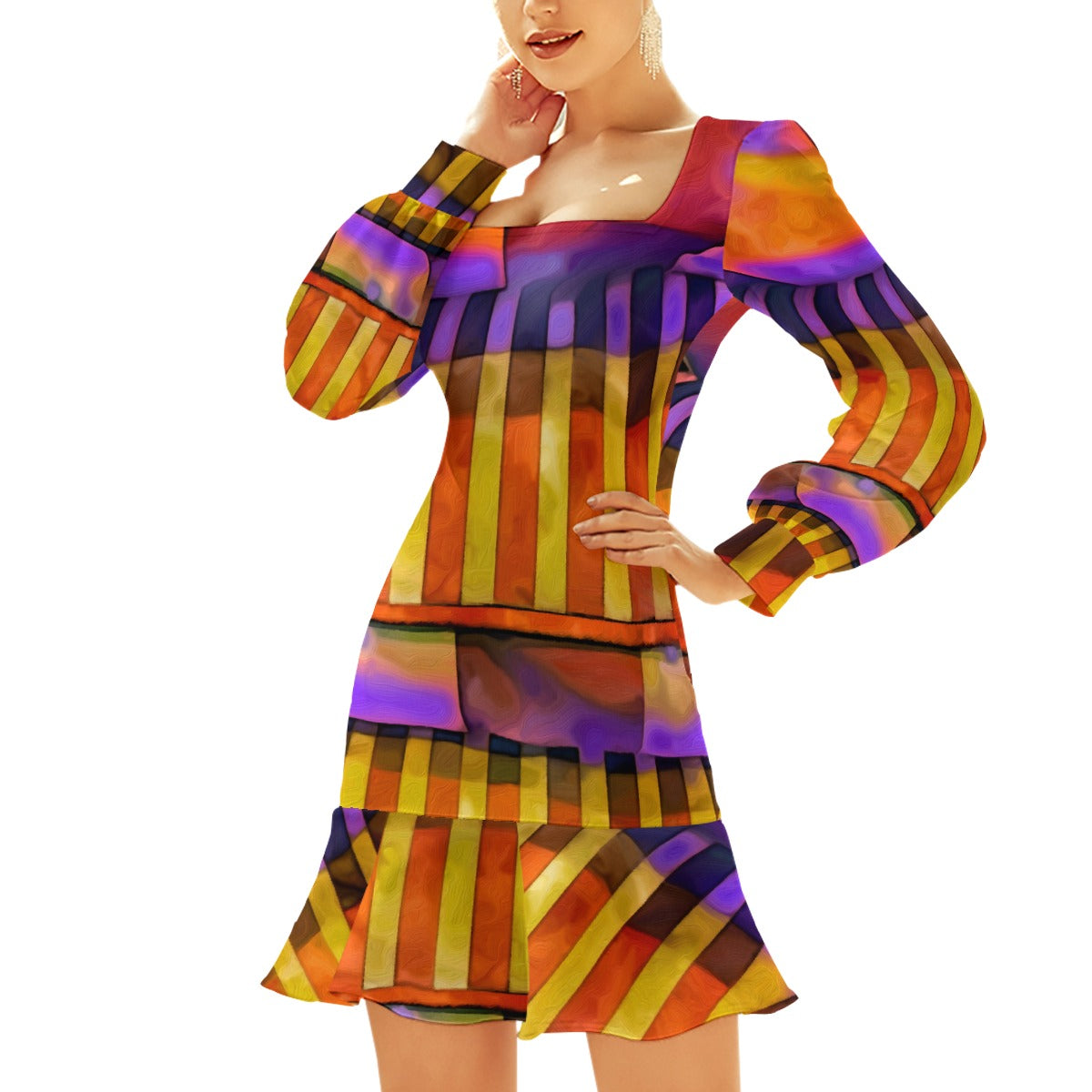 “Carnival” Women's Ruffle Hem Skinny Dress