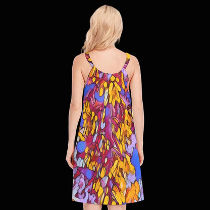 “The Language of Light” Women's O-neck Cami Dress | 190GSM Cotton