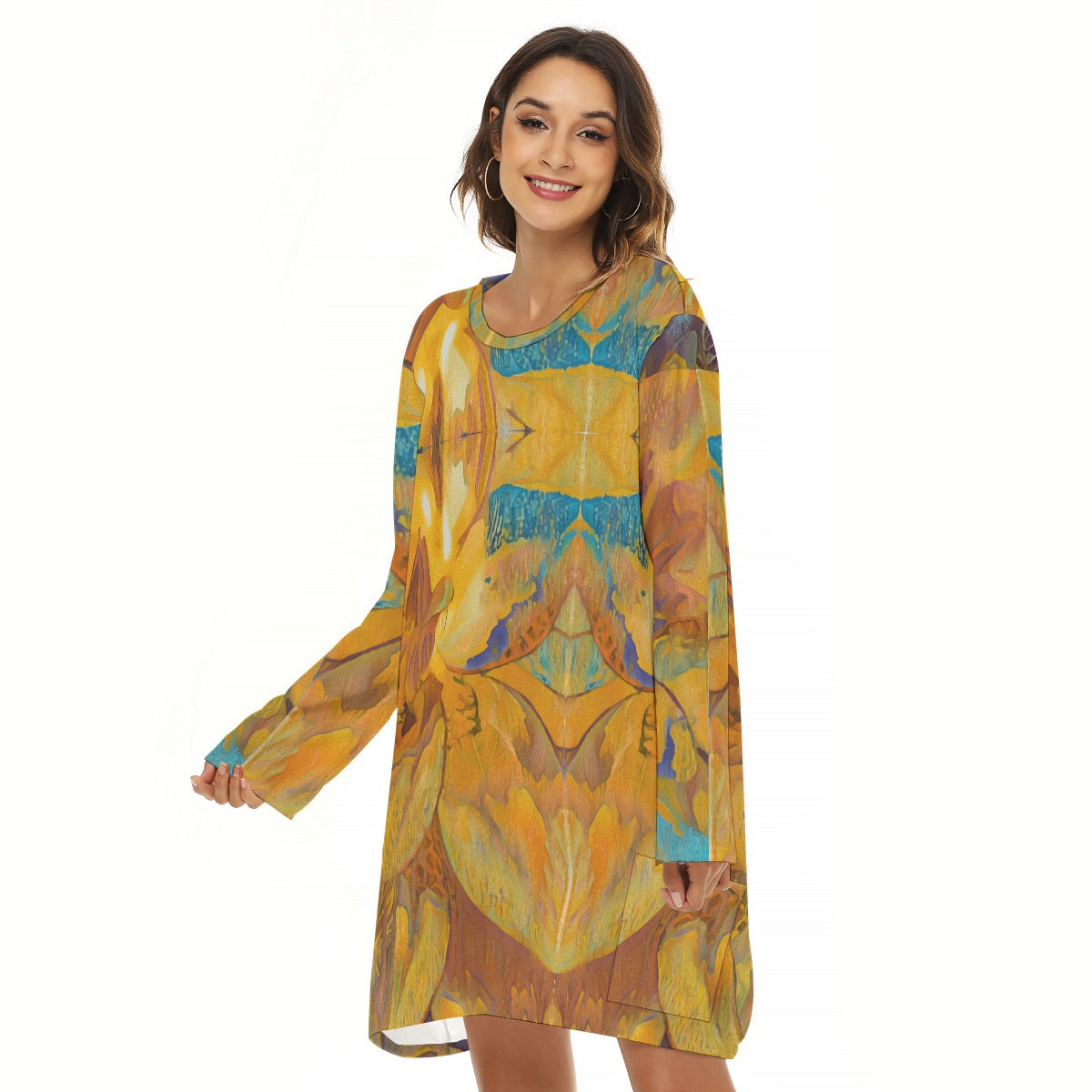 “Mirage”  Women's Loose Crew Neck Dress