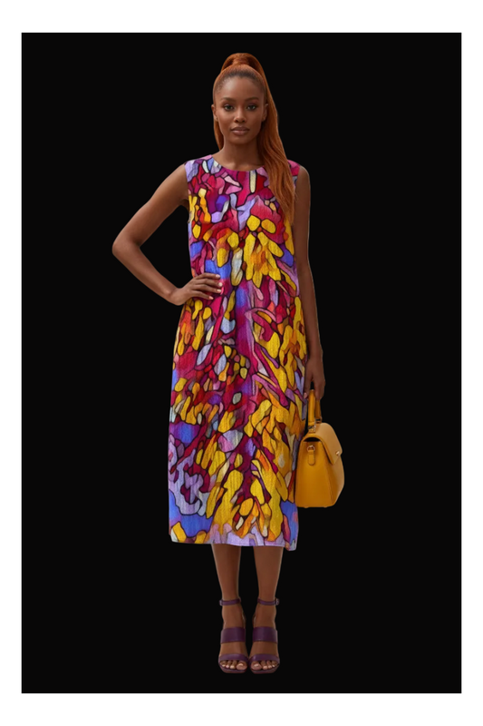 “The Language of Light” Women's Sleeveless Dress With Pocket|125GSM Slub Cotton