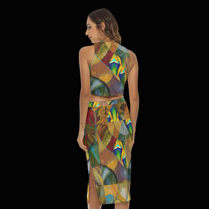 “Earthen Tessellation” Women's Tank Top & Split High Skirt Set