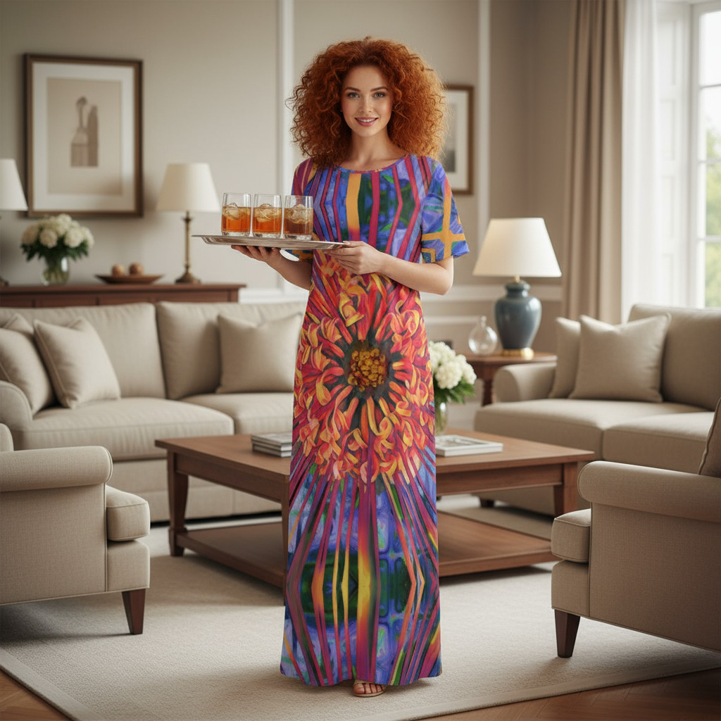 “Protea”  Women's Long Dress With Pocket