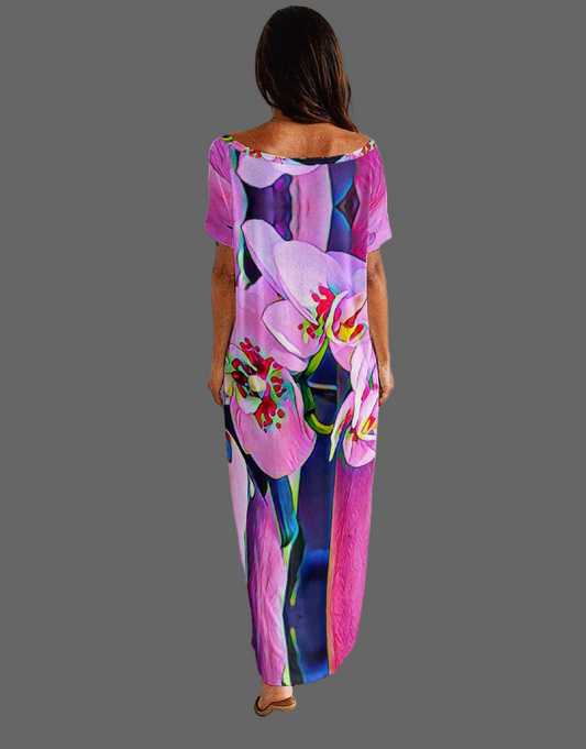 “Pink Orchid” Long Dress With Pocket