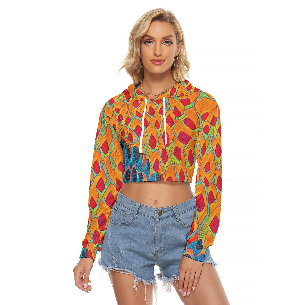 “Fractured Sunset” Crop Top Hoodie