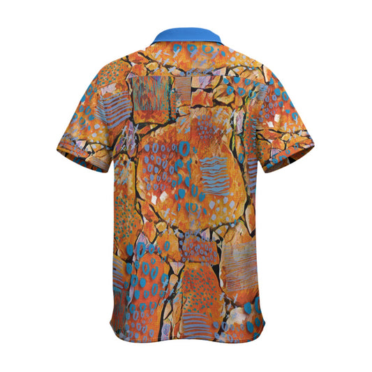 “Azure Canyon”  Men's Business Collared Shirt With Pocket|110GSM Imitation Flax