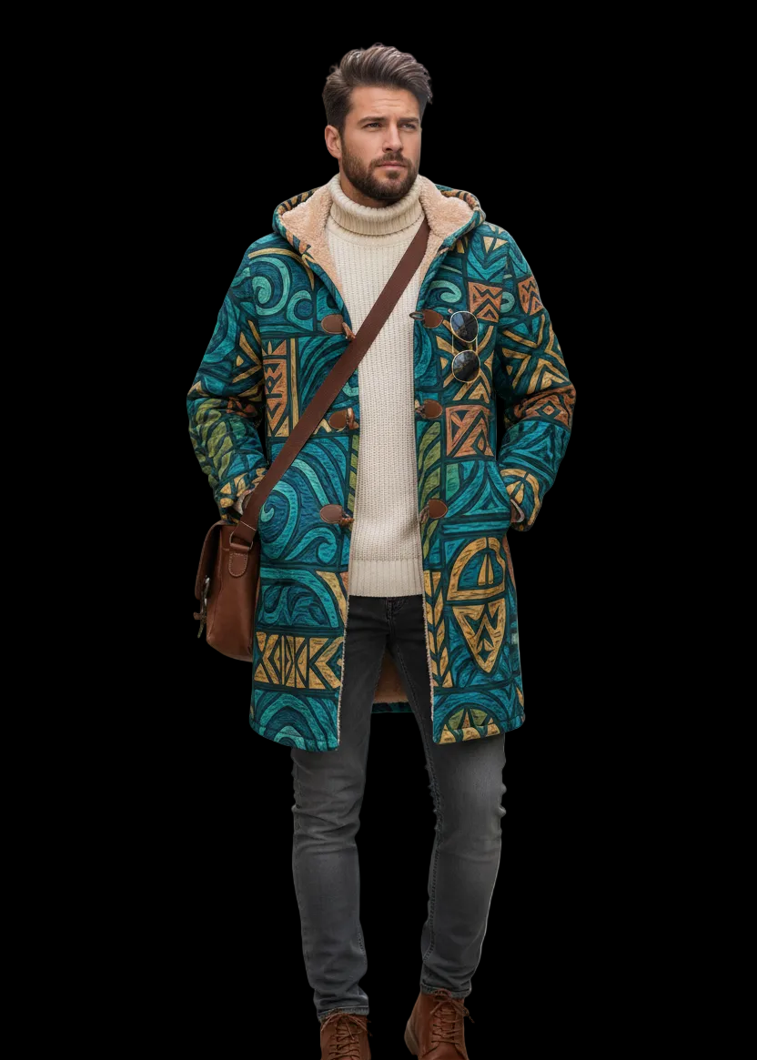 ‘Rapanui’  Men's Horn Button Long Fleece Windbreaker