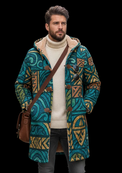‘Rapanui’  Men's Horn Button Long Fleece Windbreaker