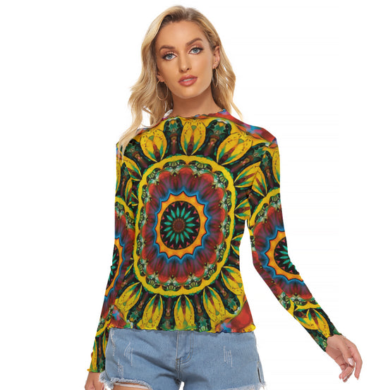 “Primary Mandala” Women's Mesh T-shirt