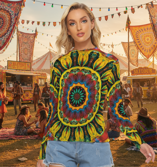 “Primary Mandala” Women's Mesh T-shirt