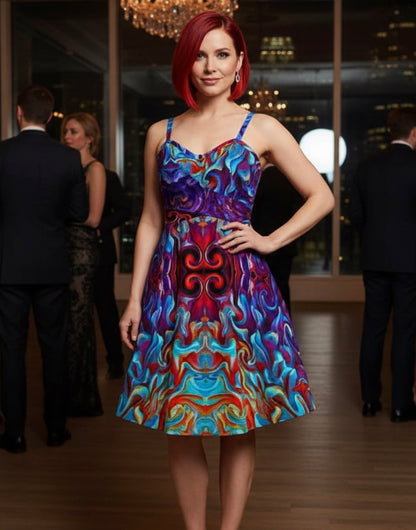 “Aurora Flare” Women's Spaghetti Strap Dress