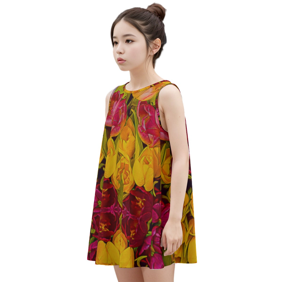 “Radiant Harmony” Kid's Sleeveless Dress | 180GSM Cotton