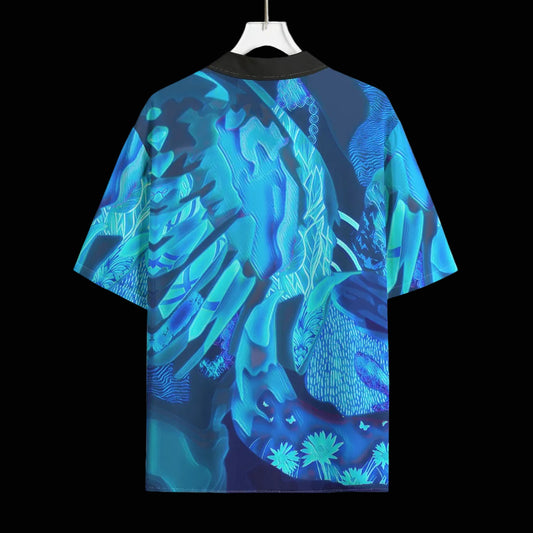 “Azure Dreamscape” Men's Hawaiian Rayon Shirt | 115GSM Rayon