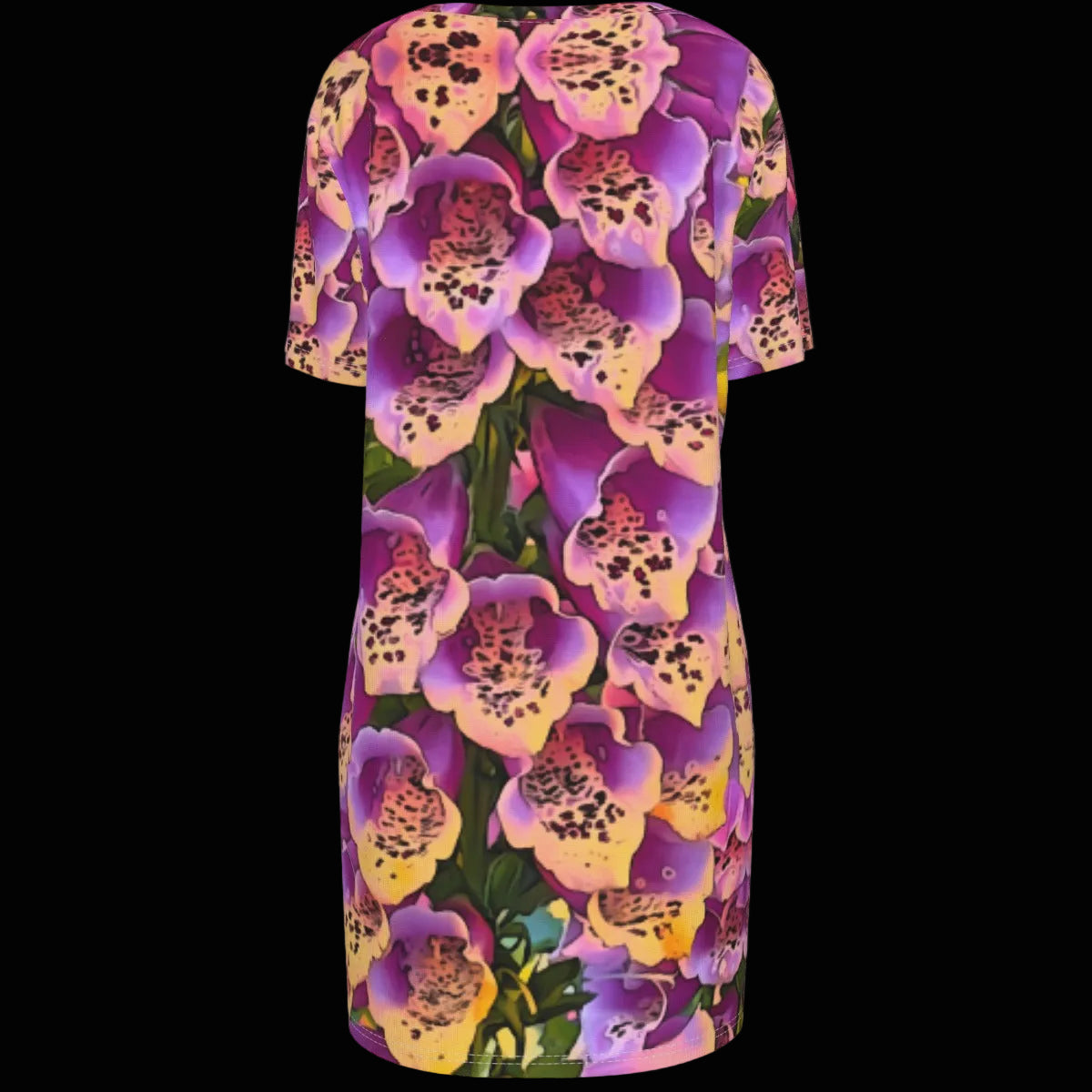 “Foxglove Cascade“ Women's Waist Tight Dress | 190GSM Cotton