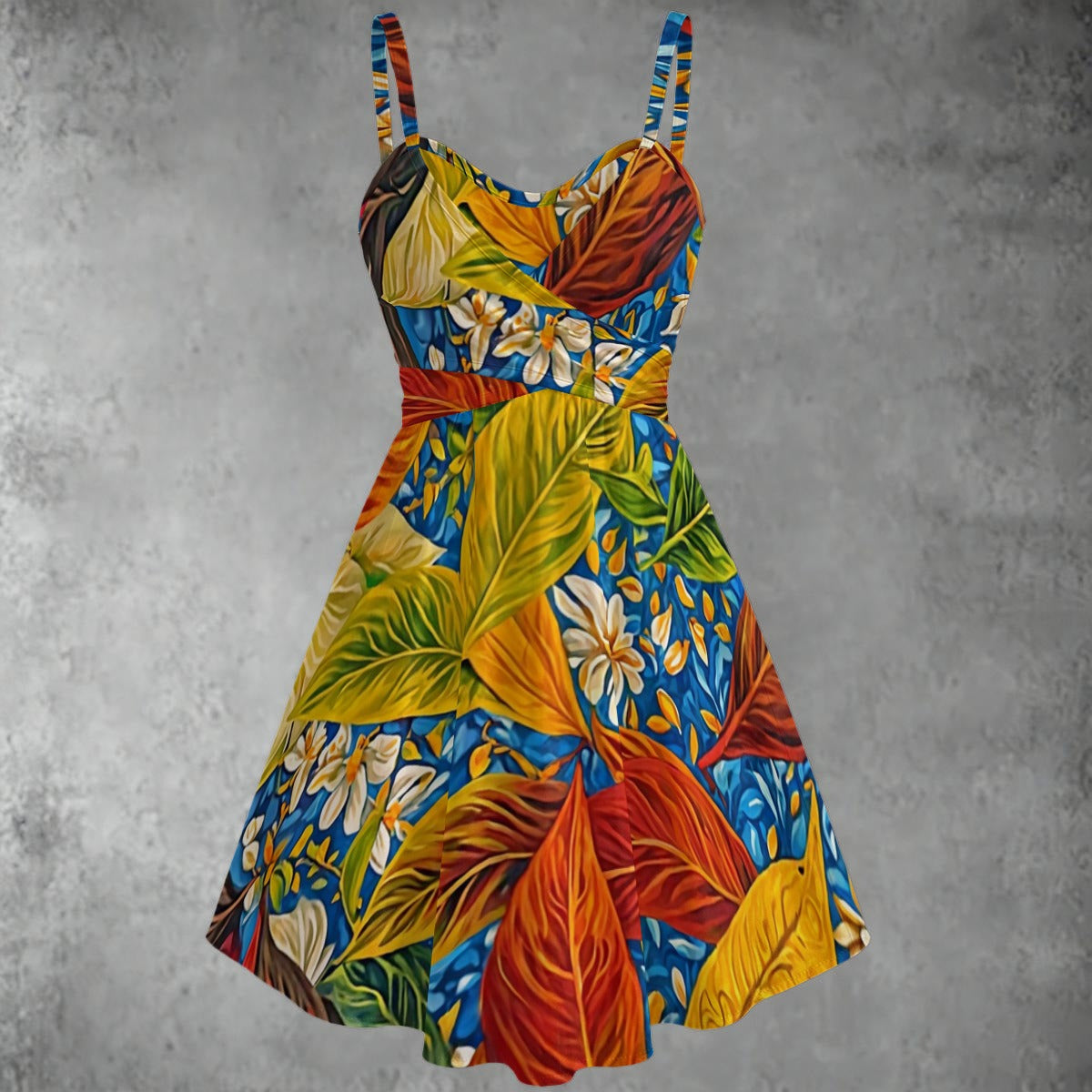 “Botanical Rhapsody” Women's Spaghetti Strap Dress