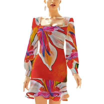“Dietes” Women's Ruffle Hem Skinny Dress