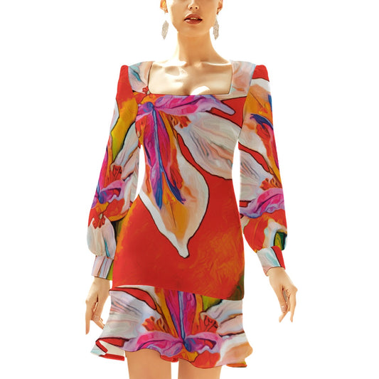 “Dietes” Women's Ruffle Hem Skinny Dress