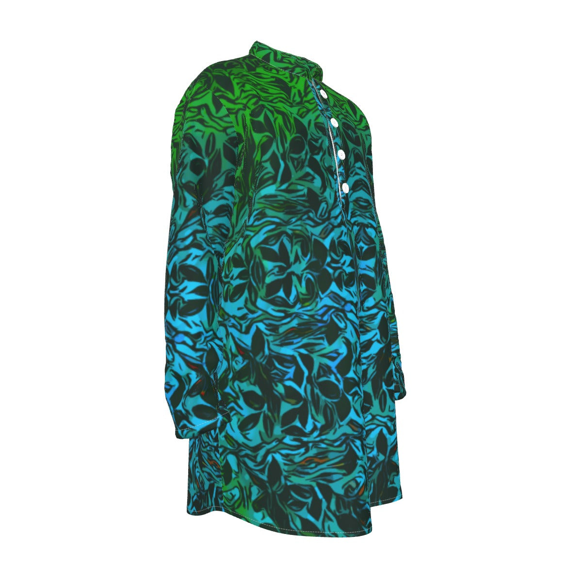 “Tribal Oceanic” Men's Stand-up Collar Long Shirt
