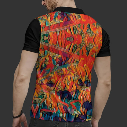 “Chromatic Fusion”  Short Sleeve Button Polo Shirt