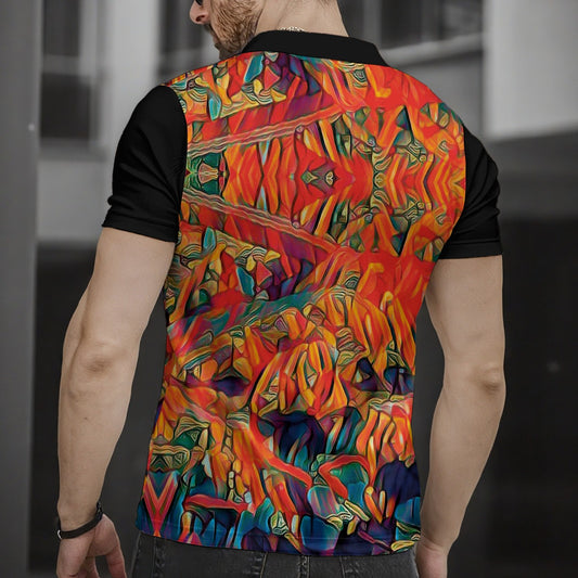 ‘“Chromatic Fusion”  Short Sleeve Button Polo Shirt