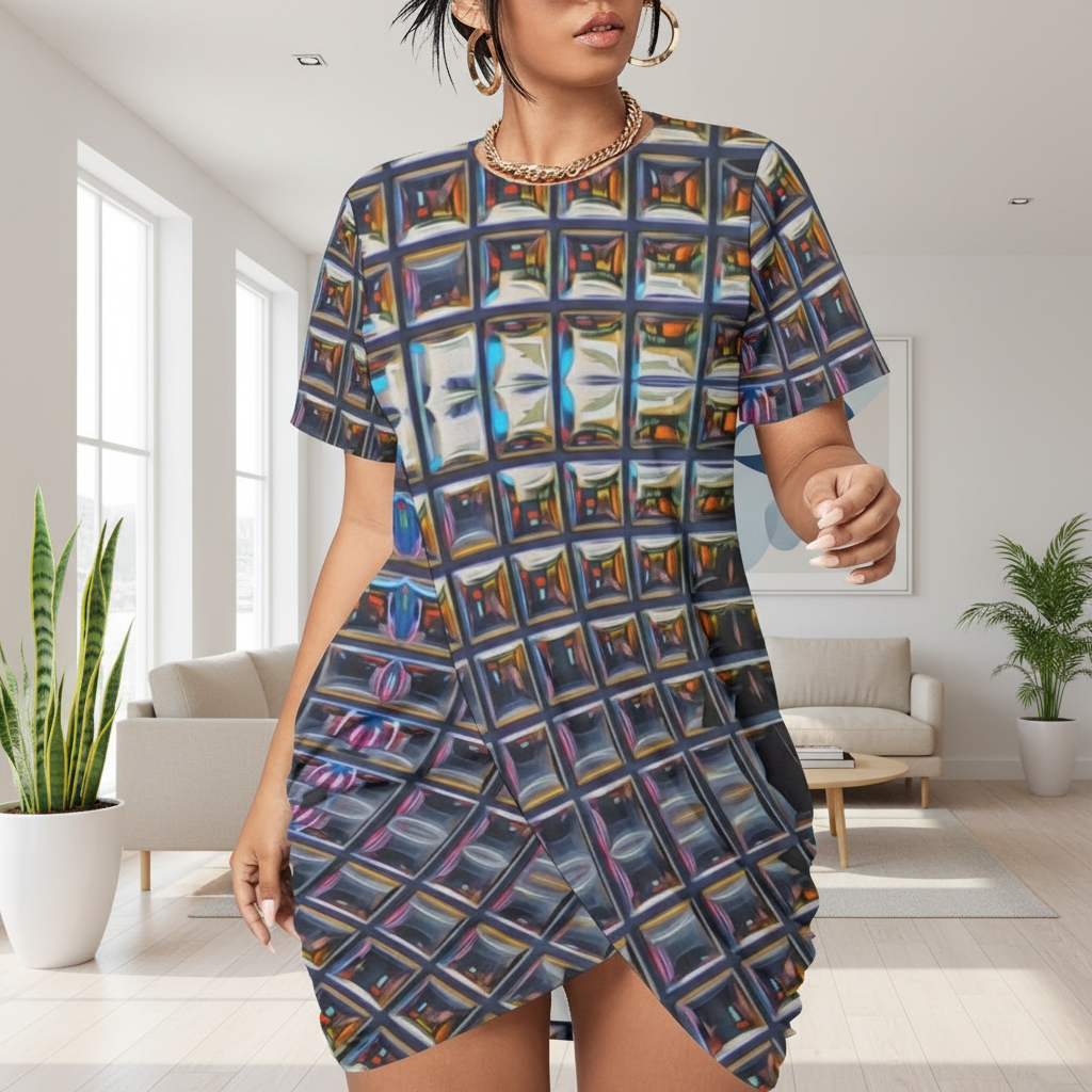 “Armoury ” Women’s Stacked Hem Dress With Short Sleeve（Plus Size）