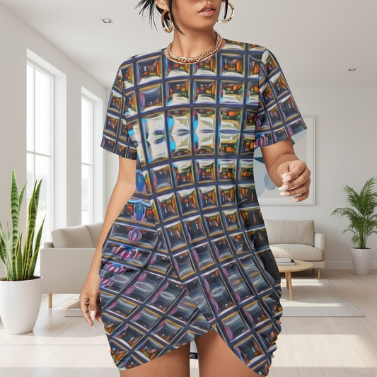 “Armoury ” Women’s Stacked Hem Dress With Short Sleeve（Plus Size）