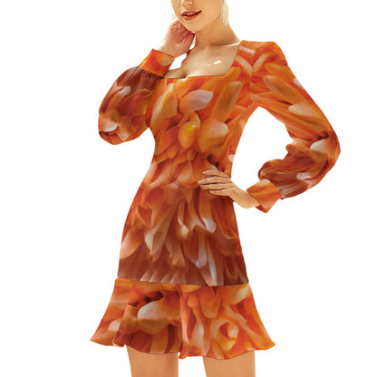 “Peachy” Women's Ruffle Hem Skinny Dress