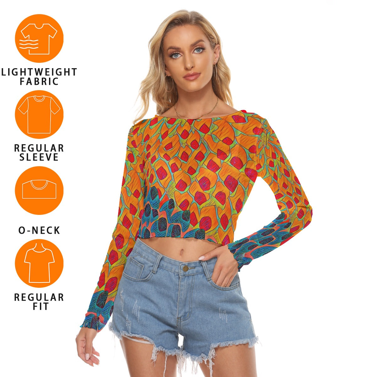 “Fractured Sunset” Mesh Long Sleeve T-shirt