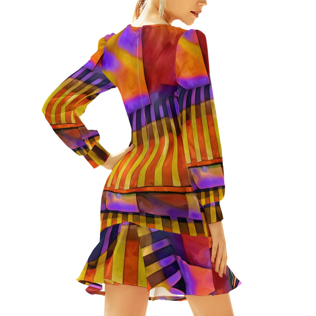 “Carnival” Women's Ruffle Hem Skinny Dress