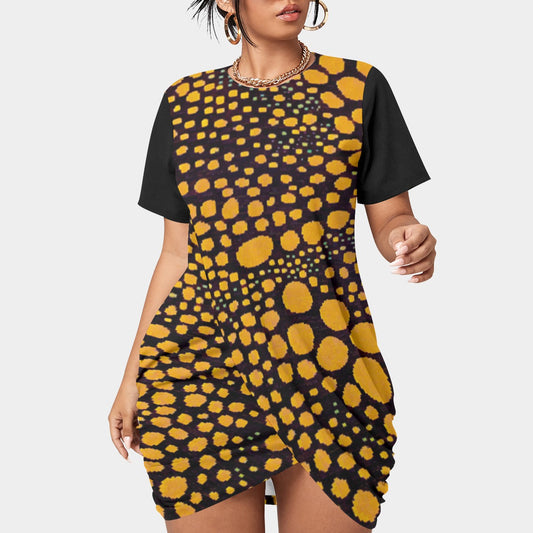 “Spot Me” Women’s Stacked Hem Dress With Short Sleeve（Plus Size）