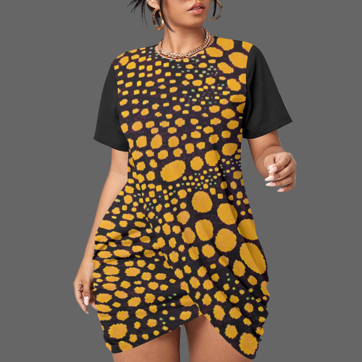 “Spot Me” Women’s Stacked Hem Dress With Short Sleeve（Plus Size）