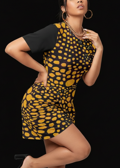 “Spot Me” Women’s Stacked Hem Dress With Short Sleeve（Plus Size）