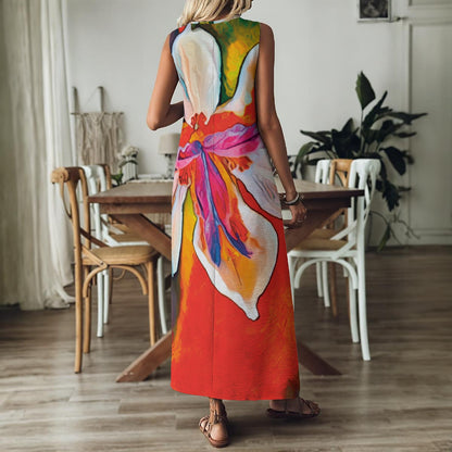 “Dietes” Women's V-Neck Long Dress