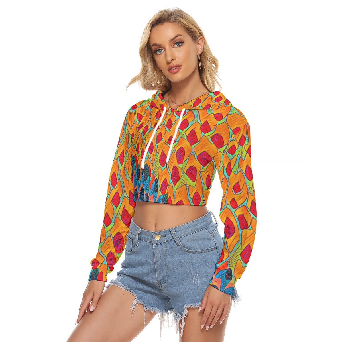 “Fractured Sunset” Crop Top Hoodie