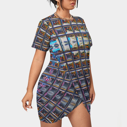 “Armoury ” Women’s Stacked Hem Dress With Short Sleeve（Plus Size）
