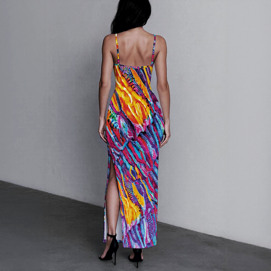 “Polychromous”  Women's Long Dress with Slit