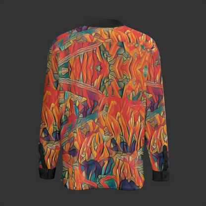 “Chromatic Fusion” Men'S Business Long-Sleeved Imitation Linen Shirt