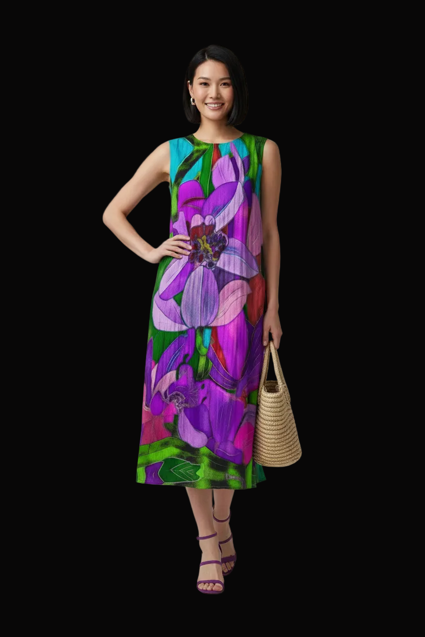 “Fantasia”  Women's Sleeveless Dress With Pocket|125GSM Slub Cotton