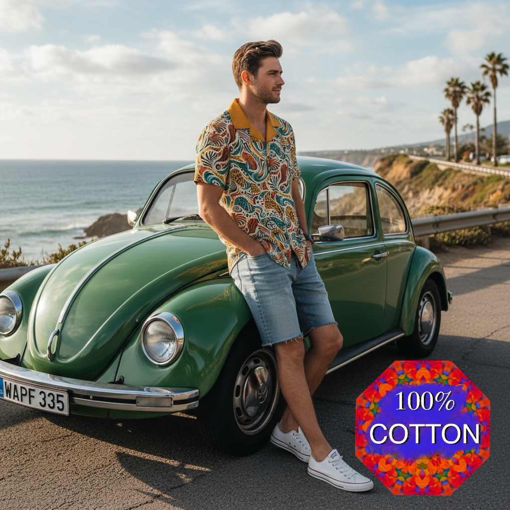 “Fragmentis” Men's Casual Hawaiian Short Sleeve Shirt | 125GSM Cotton