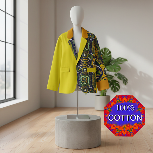 “Ancestral Tapestry” Men's Casual Flat Lapel Collar Blazer | 245GSM Cotton