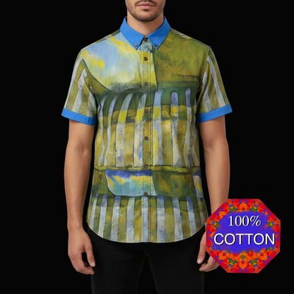 “Green Meadows” Men's Breathable Cotton Shirt|125GSM