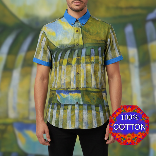 “Green Meadows” Men's Breathable Cotton Shirt|125GSM