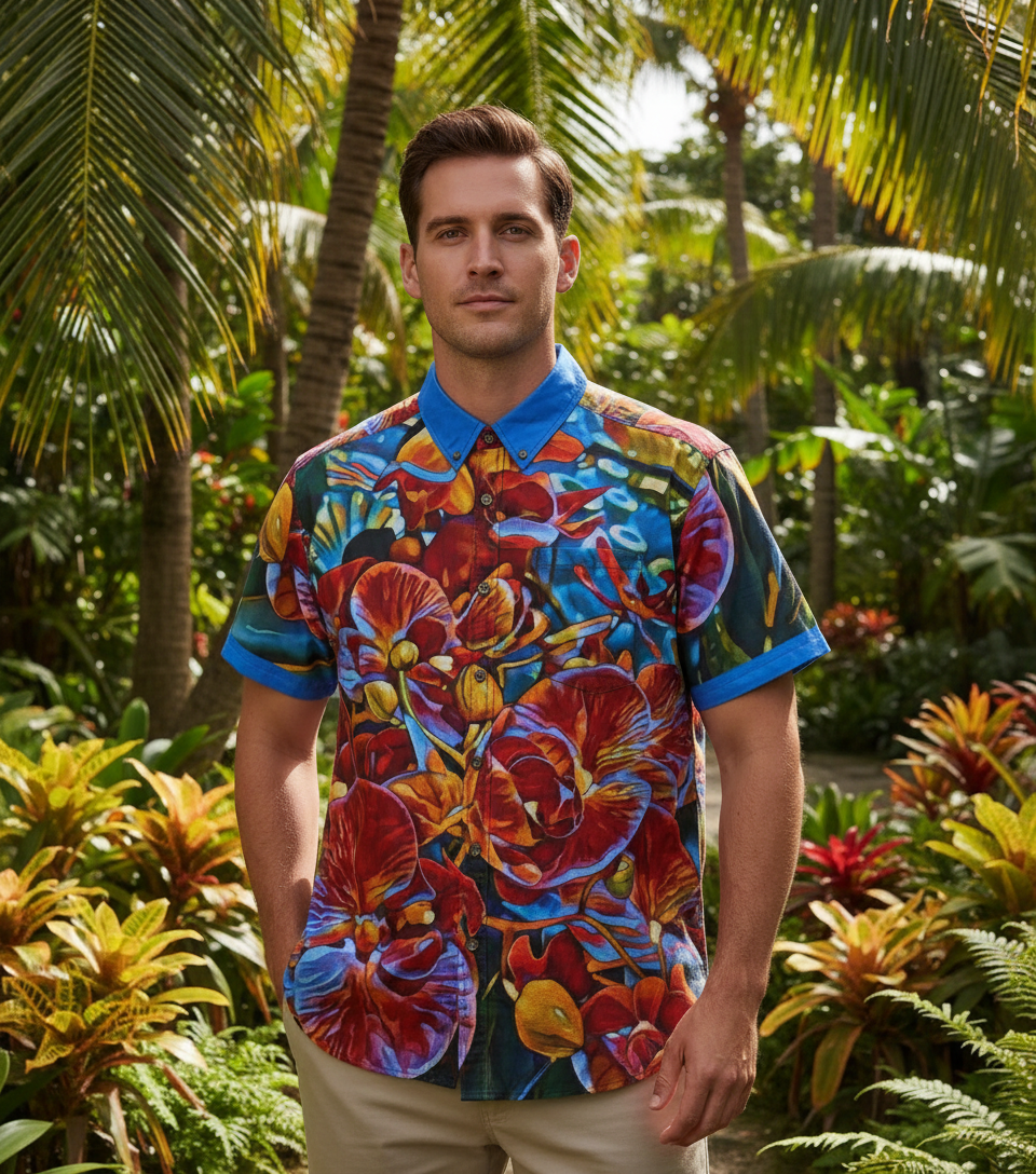 “Orchidae” Men's Breathable Cotton Shirt|125GSM