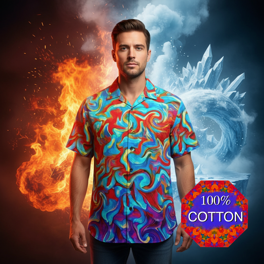 “Fire & Ice” Men's Breathable Cotton Shirt|125GSMb