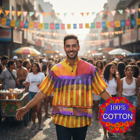 “Carnival” Men's Stand Collar Shirt|115GSM Cotton poplin